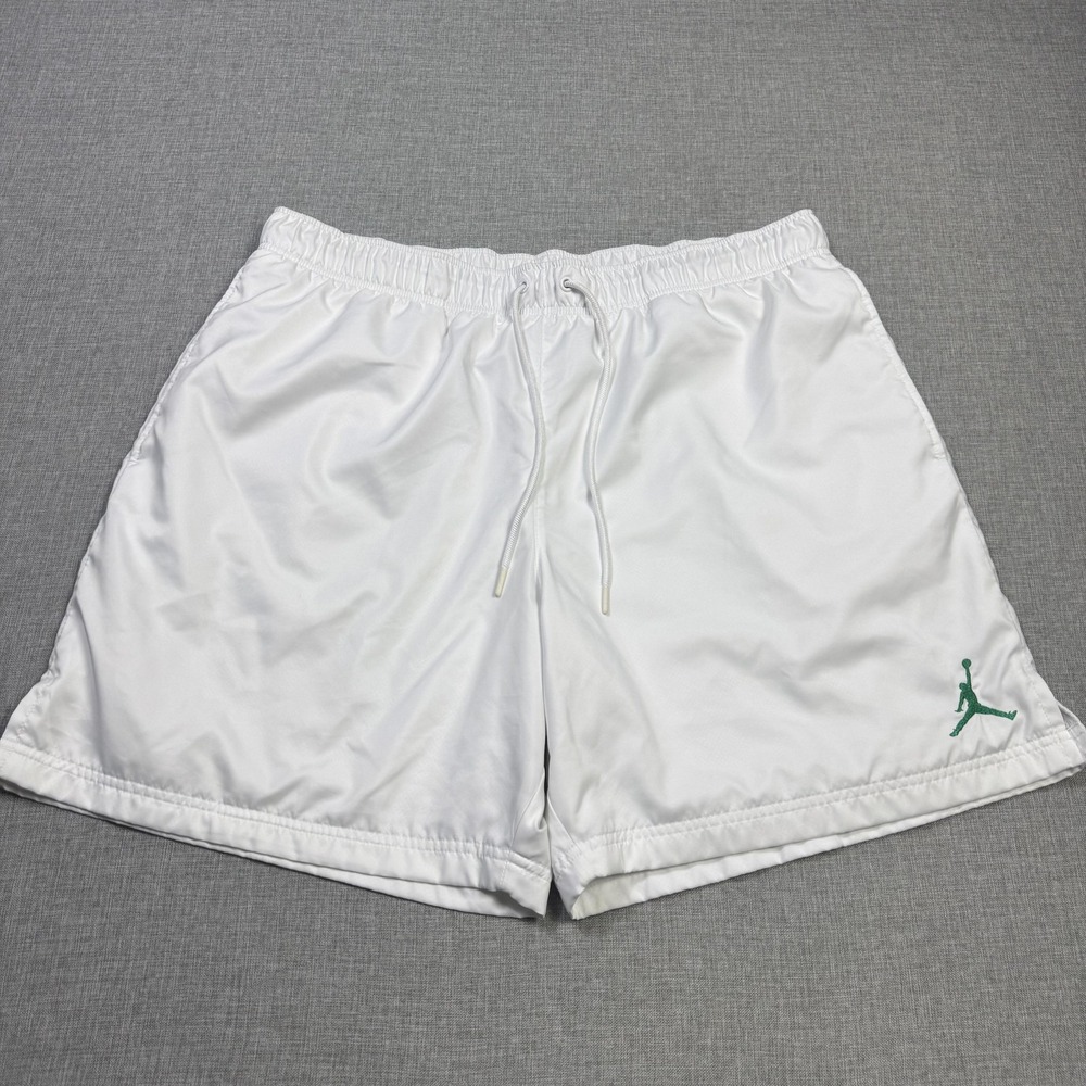 Nike Jordan Poolside Shorts Mens 2XL White Athletic Drawstring Lined 8" Inseam